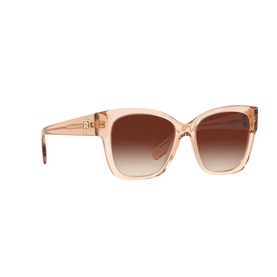 Burberry BE4345 Square Sunglasses in transparent brown acetate with gradient brown lenses and gold-tone temple detail