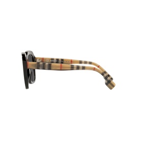 Burberry BE4345 Square Sunglasses in brown acetate, side view showing iconic Vintage Check temple detail