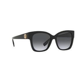 Burberry BE4345 Square Sunglasses in black acetate with gradient grey lenses and gold-tone logo detail on temples