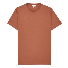 Reiss Bless Regular Fit T-Shirt in brown, crew neck, short sleeves, straight hem, 100% cotton
