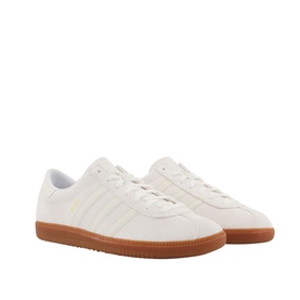 Adidas Blanc Trainers in white with tonal three-stripe detail, lace-up fastening, and gum rubber sole
