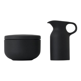 Olio Black Sugar Bowl and Creamer Jug