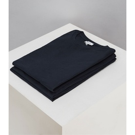 Reiss Bless Regular Fit T-Shirt in blue, folded flat, showing round neckline and small logo detail, 100% cotton