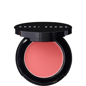 Bobbi Brown Pot Rouge For Lips & Cheeks in Calypso Coral, open compact showing cream coral blush with black case