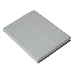 Belledorm Hotel Suite 540 Flat Sheet in Platinum, folded, showing subtle sateen stripe weave in metallic silver-grey cotton