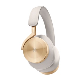 Bang & Olufsen Beoplay H95 over-ear headphones in gold, with brushed circular earcups and soft grey cushioned headband