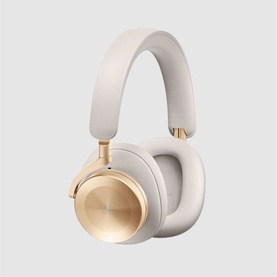 Bang & Olufsen Beoplay H95 over-ear headphones in gold, with cream cushioned ear cups and brushed gold earcup panels