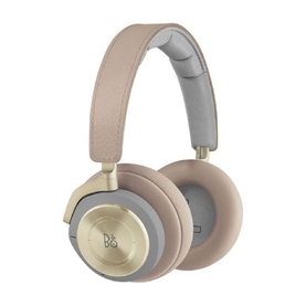 Bang & Olufsen Beoplay H9 Noise-Canceling Wireless Over-Ear Headphones in sand and gold tones with cushioned ear cups