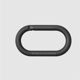 Bang & Olufsen Beosound Explore carabiner clip attachment in black, oval-shaped with engraved logo