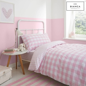Bianca Cottonsoft Check Stripe Fitted Sheet Pink