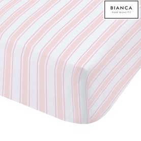 Bianca Cottonsoft Check Stripe Fitted Sheet Pink