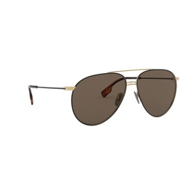 Burberry Pilot Sunglasses 0BE3108 in black with gold metal frames, brown tinted lenses and tortoiseshell temple tips
