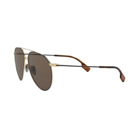 Burberry Pilot Sunglasses 0BE3108 in black, aviator frame with brown lenses and tortoiseshell temples, gold bridge detail