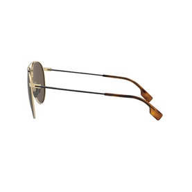 Burberry Pilot Sunglasses 0BE3108 in black, side profile view showing slim metal arms with tortoiseshell tips and round lenses