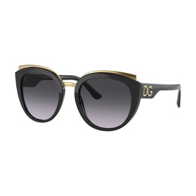 Dolce & Gabbana 0DG4383 Butterfly Sunglasses in black with gold DG logo temples and gradient grey lenses
