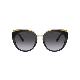 Dolce & Gabbana 0DG4383 Butterfly Sunglasses in black with gold-tone metal brow bar and gradient grey lenses