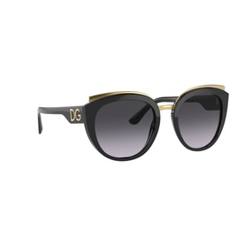 Dolce & Gabbana 0DG4383 Butterfly Sunglasses in black with gold-tone DG logo temples and grey gradient lenses