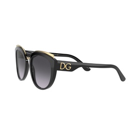 Dolce & Gabbana 0DG4383 Butterfly Sunglasses in black with gold DG logo detail on temples and gradient grey lenses