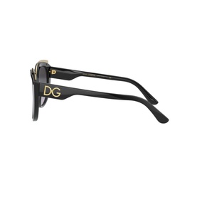 Dolce & Gabbana 0DG4383 Butterfly Sunglasses in black with gold DG logo detail on temple, side profile view
