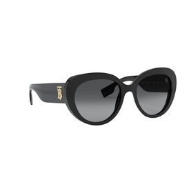 Burberry Cat Eye Sunglasses 0BE4298 in black with gradient grey lenses and gold-tone TB monogram on temples