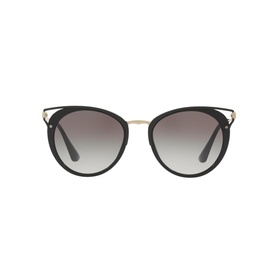 Prada Cat Eye Sunglasses 0PR 66TS in black with gold-tone bridge detail and gradient grey lenses, front view