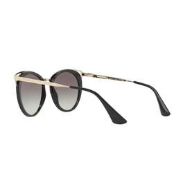 Prada Cat Eye Sunglasses 0PR 66TS in black with gold-tone bridge and temples, shown from rear three-quarter angle