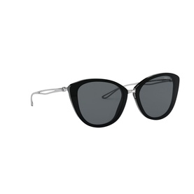 Armani Cat Eye Sunglasses 0AR8123 in black with grey lenses and silver metal temples, 64mm lens width