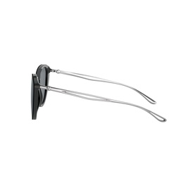 Armani Cat Eye Sunglasses 0AR8123 in black with slim silver metal temples, shown from the side
