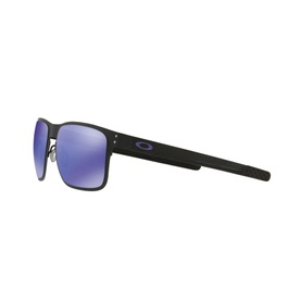Oakley Holbrook Metal Square Sunglasses in black with violet-tinted lenses and metal frame, side profile view