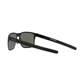 Oakley Holbrook Metal Square Sunglasses in black, side profile view showing slim metal temples and dark lenses