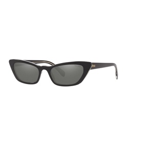 Miu Miu Cat Eye Sunglasses 0MU 10US in black with grey lenses and gold-tone temple detail