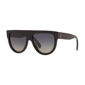 Celine CL4001IN Irregular Sunglasses in black with flat brow bar, chunky temples, and gradient grey lenses