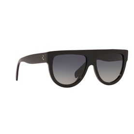 Celine CL4001IN Irregular Sunglasses in black with flat top frame, bold temples, and gradient grey lenses