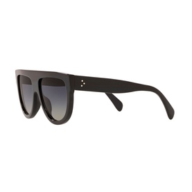 Celine CL4001IN Irregular Sunglasses in black with flat brow bar, dark gradient lenses and chunky acetate temples