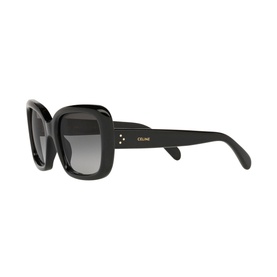 Celine CL40162I Rectangle Sunglasses in black acetate with oversized square frames, gradient grey lenses and gold logo detail