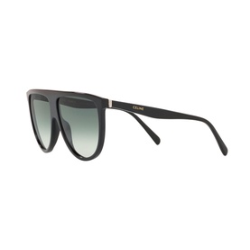 Celine CL4006IN Rectangle Sunglasses in black with flat top frame, gradient green lenses and gold-tone temple detail