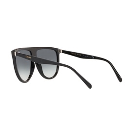 Celine CL4006IN Rectangle Sunglasses in black, angled back view showing gradient grey lenses and slim temples with gold-tone hardware
