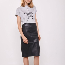 Faux Leather Midi Skirt