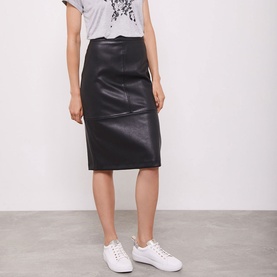 Faux Leather Midi Skirt