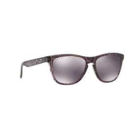 Oakley Frogskins Square Sunglasses in black with textured patterned frame and mirrored grey lenses