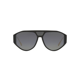 Christian Dior Diorclan1 Irregular Sunglasses in black, oversized aviator-style frames with gradient grey lenses and gold temple detail