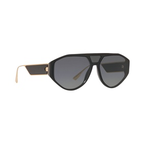 Christian Dior Diorclan1 Irregular Sunglasses in black with oversized aviator frames, grey gradient lenses and gold-tone temples