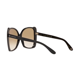 Gucci Rectangular Sunglasses GG0471S in black, oversized square frames with gradient brown lenses and gold temple detail