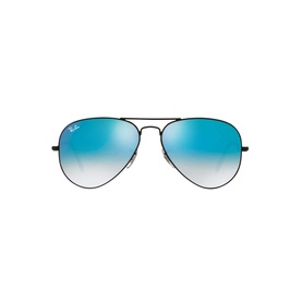 Ray-Ban Aviator Sunglasses RB3025 in black metal frame with gradient blue mirrored lenses, classic teardrop shape