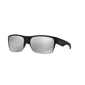 Oakley Twoface Sunglasses OO9189 in black with chrome mirrored lenses, matte black to gold ombre frame, rectangular silhouette