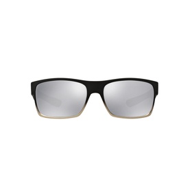 Oakley Twoface Sunglasses OO9189 in black with silver mirrored lenses and gold-fade lower frame, front view