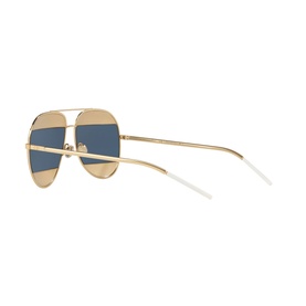 Christian Dior Split1 Pilot Sunglasses in blue with gold metal frames, double bridge, and slim temple arms, side view