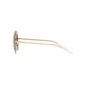 Christian Dior Split1 Pilot Sunglasses in blue with gold metal frames, shown from the side highlighting slim temples and round lenses