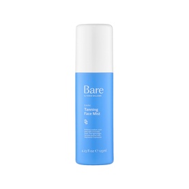 Bare by Vogue Instant Face Mist in Light, blue cylindrical spray bottle with white cap, self-tan bronzing mist