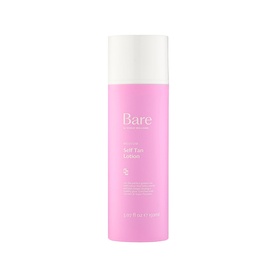 Bare by Vogue Self Tan Lotion in Medium, pink pump bottle with white cap, instant self-tan formula for body